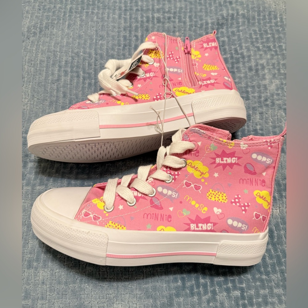 Disney Pink Minnie High-Top Kids Shoes size 4 New